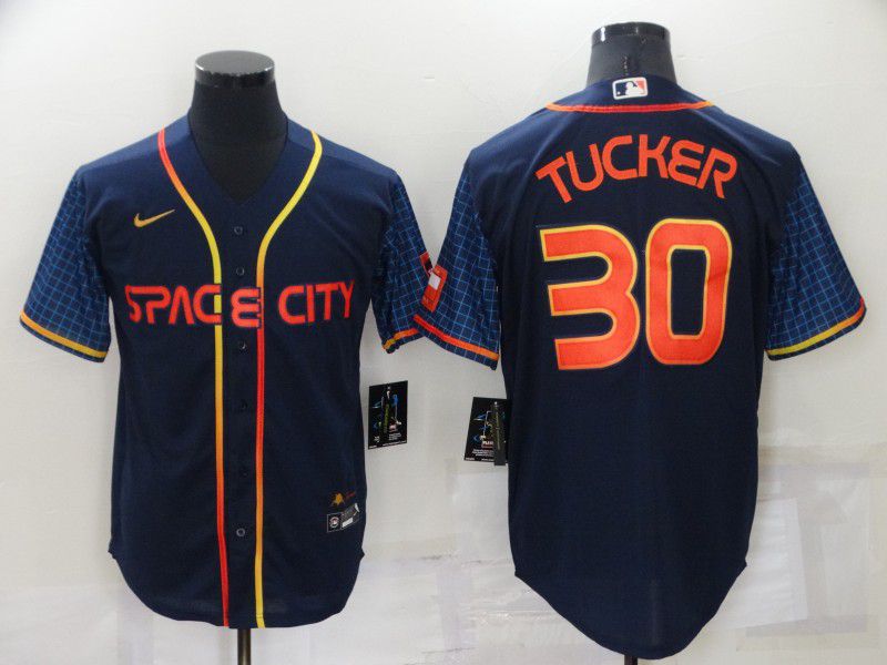 Men Houston Astros #30 Tucker Blue City Edition Game Nike 2022 MLB Jersey